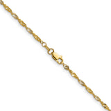 14K Yellow Gold 1.9 mm Singapore Chain Necklace, Polished alternate angle