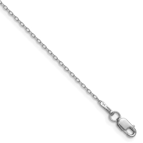 14K White Gold 0.8 mm Polished Chain Anklet, Solid shown for scale
