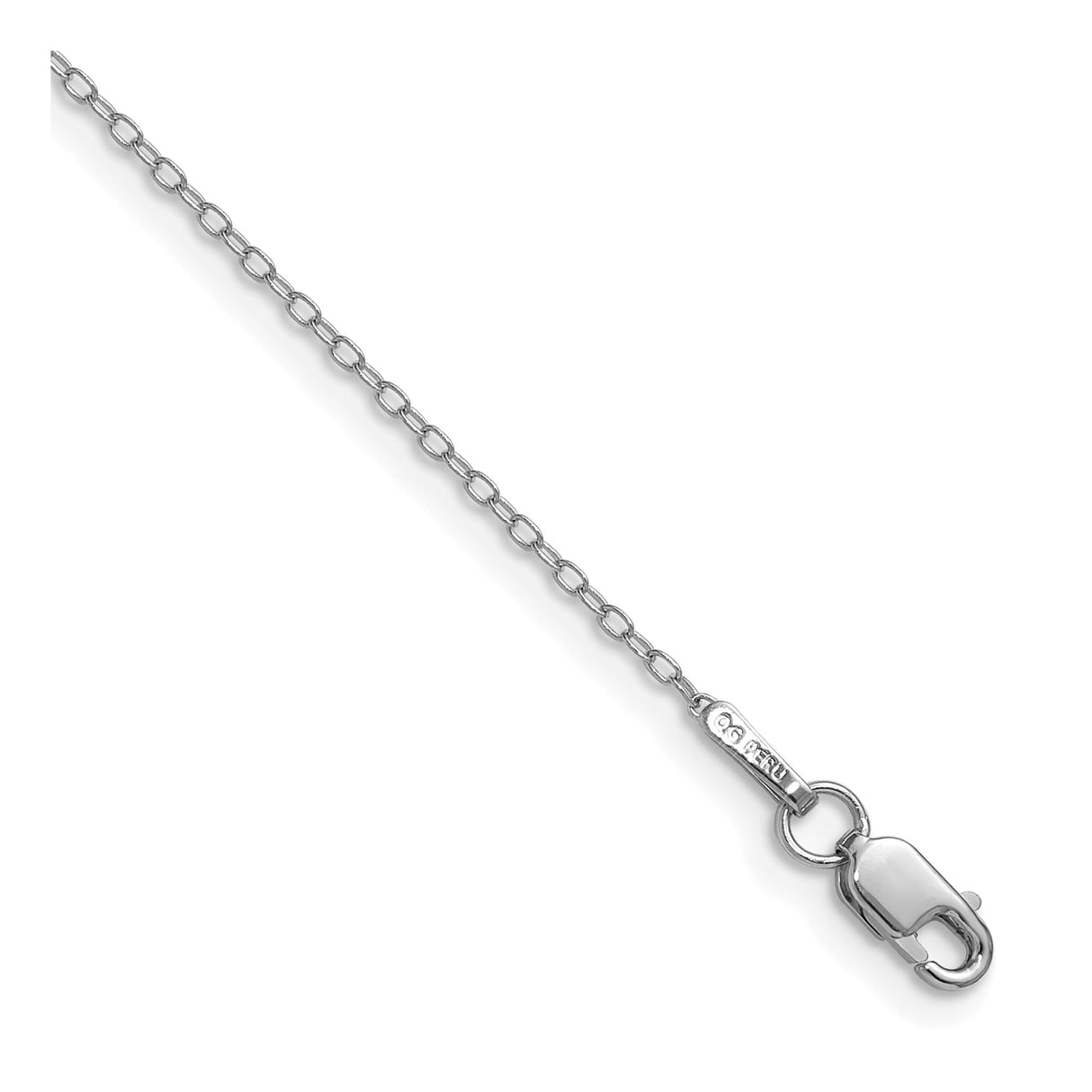 14K White Gold 0.8 mm Polished Chain Anklet, Solid alternate angle