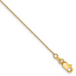 14K Yellow Gold 0.8 mm Polished Chain Anklet, Solid shown for scale