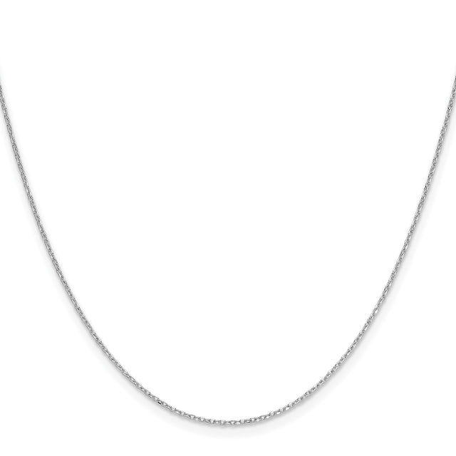 14K White Gold 1 mm Polished Chain Necklace, Solid