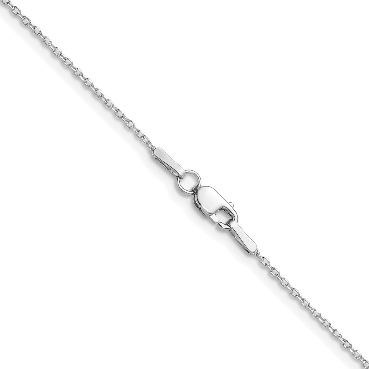 14K White Gold 1 mm Polished Chain Necklace, Solid alternate angle