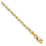 14K Yellow Gold 2.1 mm Paperclip Chain Bracelet, Polished shown for scale
