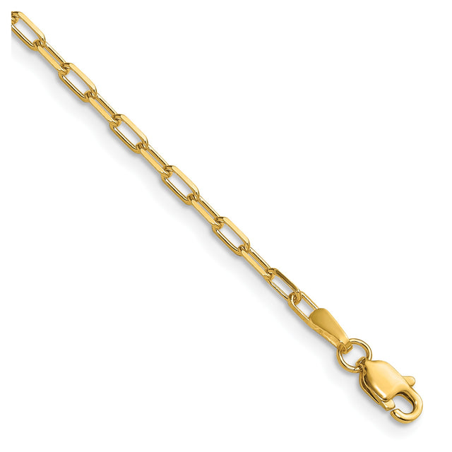 14K Yellow Gold 2.1 mm Paperclip Chain Bracelet, Polished shown for scale