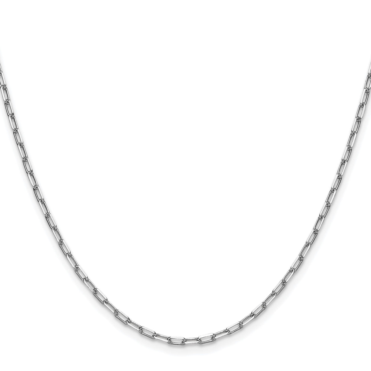 14K White Gold 2.1 mm Paperclip Chain Necklace, Polished