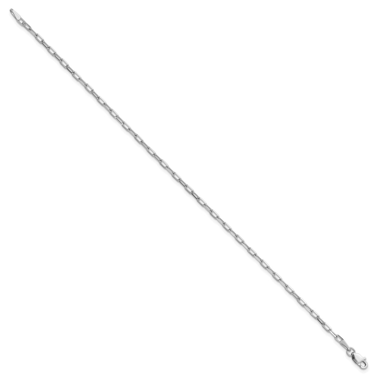 14K White Gold 2.1 mm Paperclip Chain Anklet, Polished