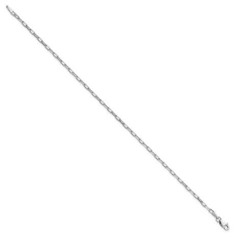 14K White Gold 2.1 mm Paperclip Chain Anklet, Polished