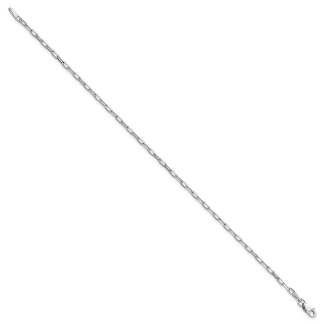 14K White Gold 2.1 mm Paperclip Chain Anklet, Polished