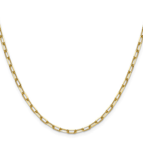 14K Yellow Gold 3 mm Paperclip Chain Necklace, Polished