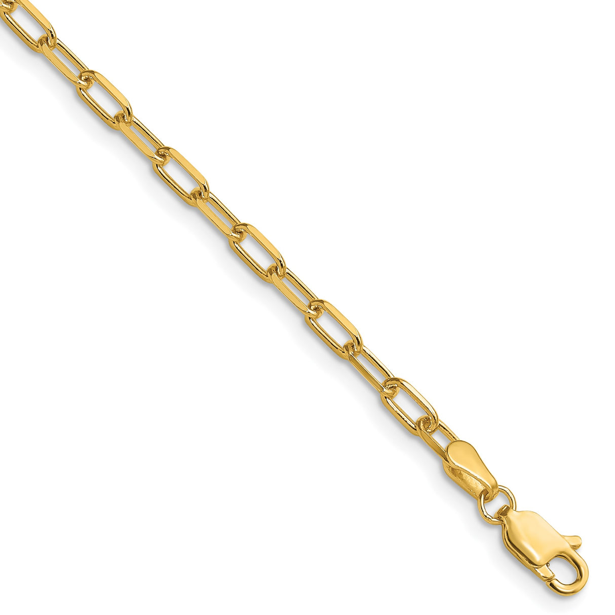 14K Yellow Gold 3 mm Paperclip Chain Bracelet, Polished shown for scale