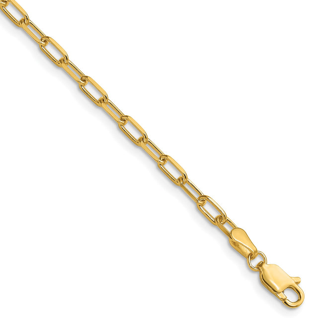 14K Yellow Gold 3 mm Paperclip Chain Bracelet, Polished shown for scale