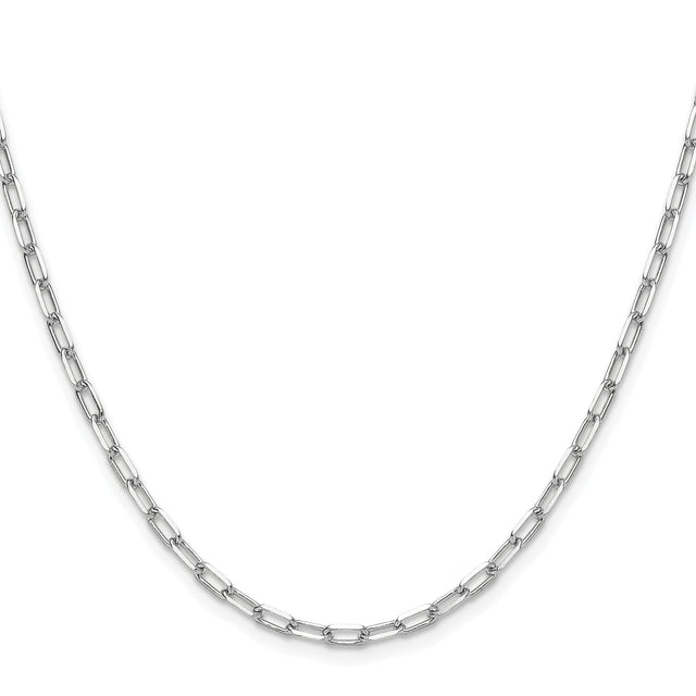 14K White Gold 3 mm Paperclip Chain Necklace, Polished