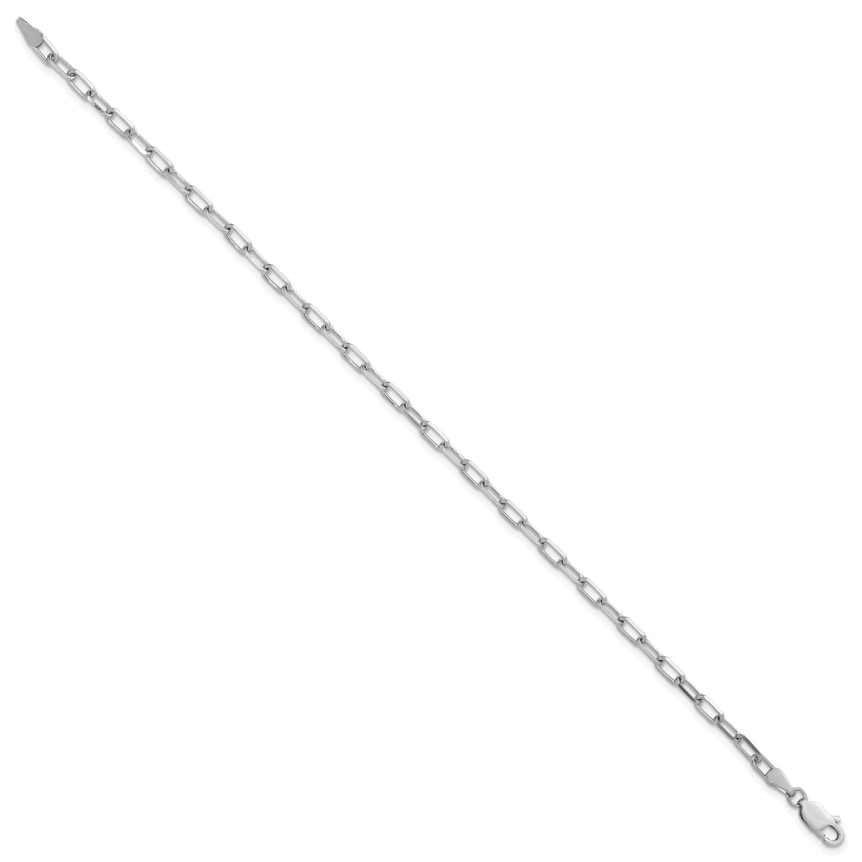 14K White Gold 3 mm Paperclip Chain Bracelet, Polished