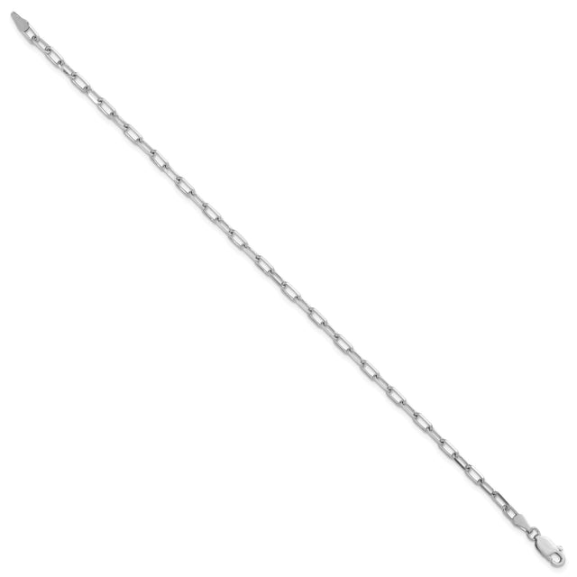 14K White Gold 3 mm Paperclip Chain Bracelet, Polished
