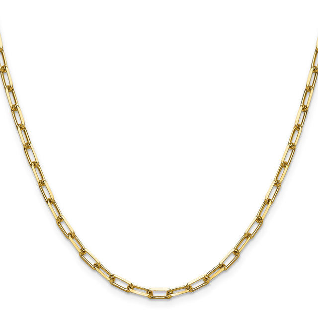 14K Yellow Gold 3.43 mm Paperclip Chain Necklace, Polished