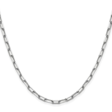 14K White Gold 3.43 mm Paperclip Chain Necklace, Polished