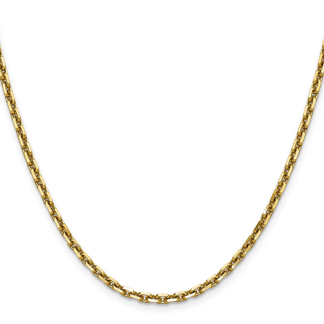 14K Yellow Gold 3.1 mm Polished Chain Necklace, Solid