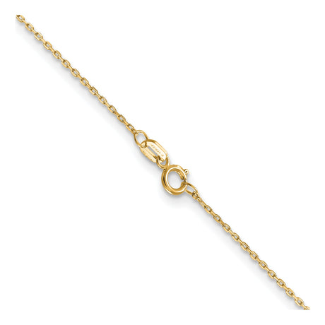 14K Yellow Gold 0.8 mm Polished Chain Necklace, Solid alternate angle