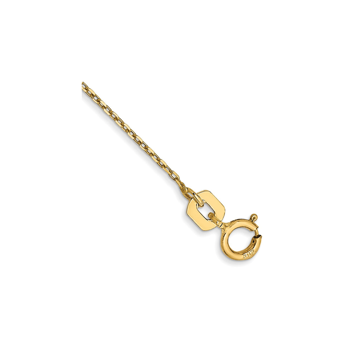 14K Yellow Gold 0.8 mm Polished Chain Anklet, Solid