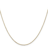 14K Yellow Gold 0.8 mm Polished Chain Necklace, Solid