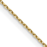 14K Yellow Gold 0.8 mm Polished Chain Necklace, Solid detail view