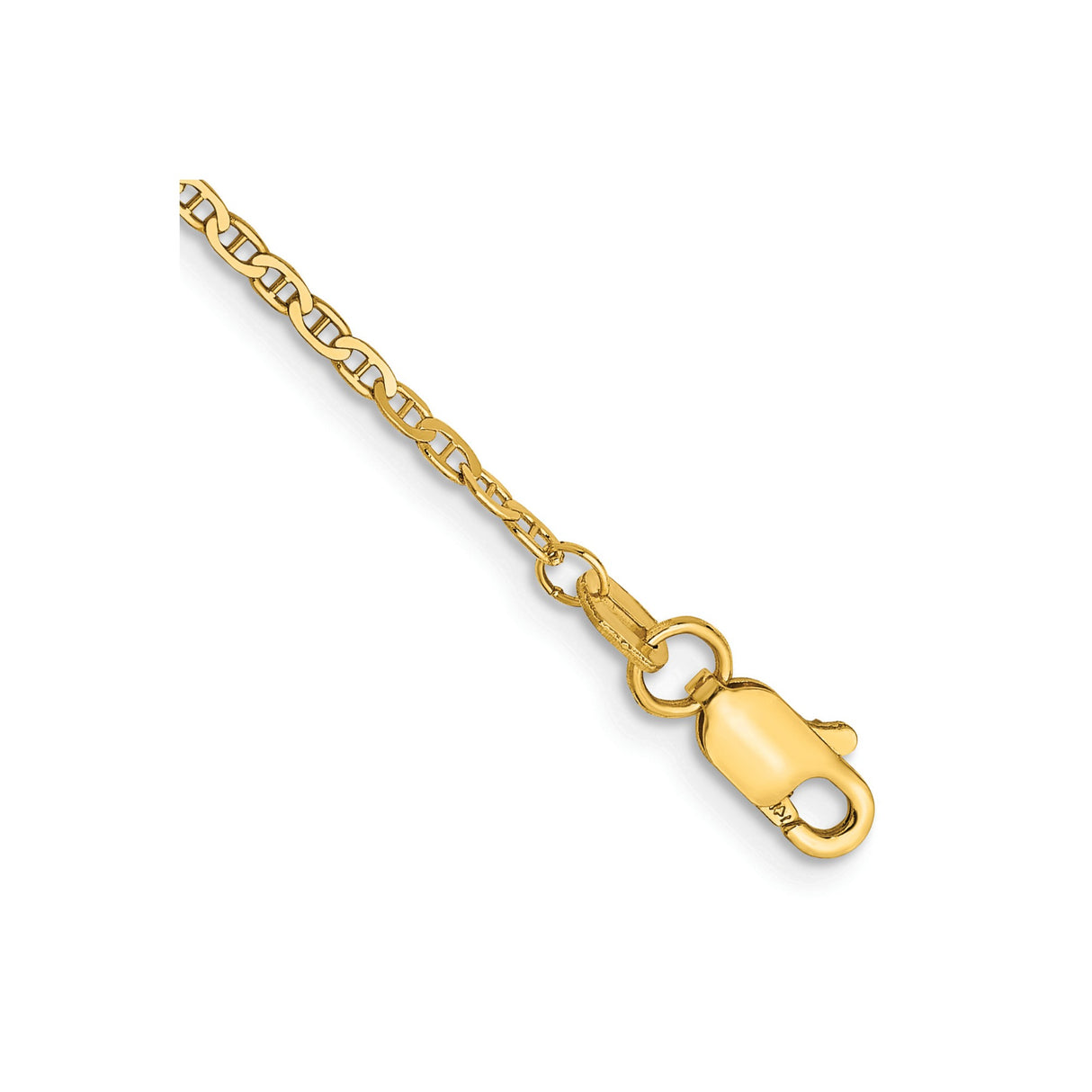14K Yellow Gold 1.5 mm Polished Chain Anklet, Solid