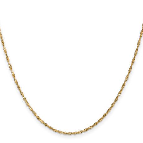 14K Yellow Gold 1.4 mm Singapore Chain Necklace, Polished
