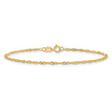 14K Yellow Gold 1.4 mm Singapore Chain Bracelet, Polished