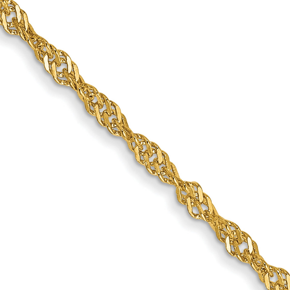 14K Yellow Gold 1.4 mm Singapore Chain Necklace, Polished detail view