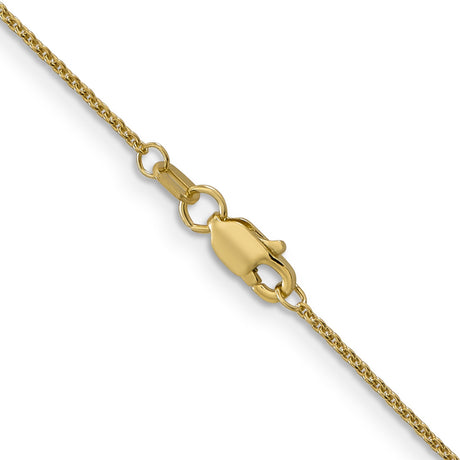 14K Yellow Gold 1 mm Polished Chain Necklace, Solid alternate angle