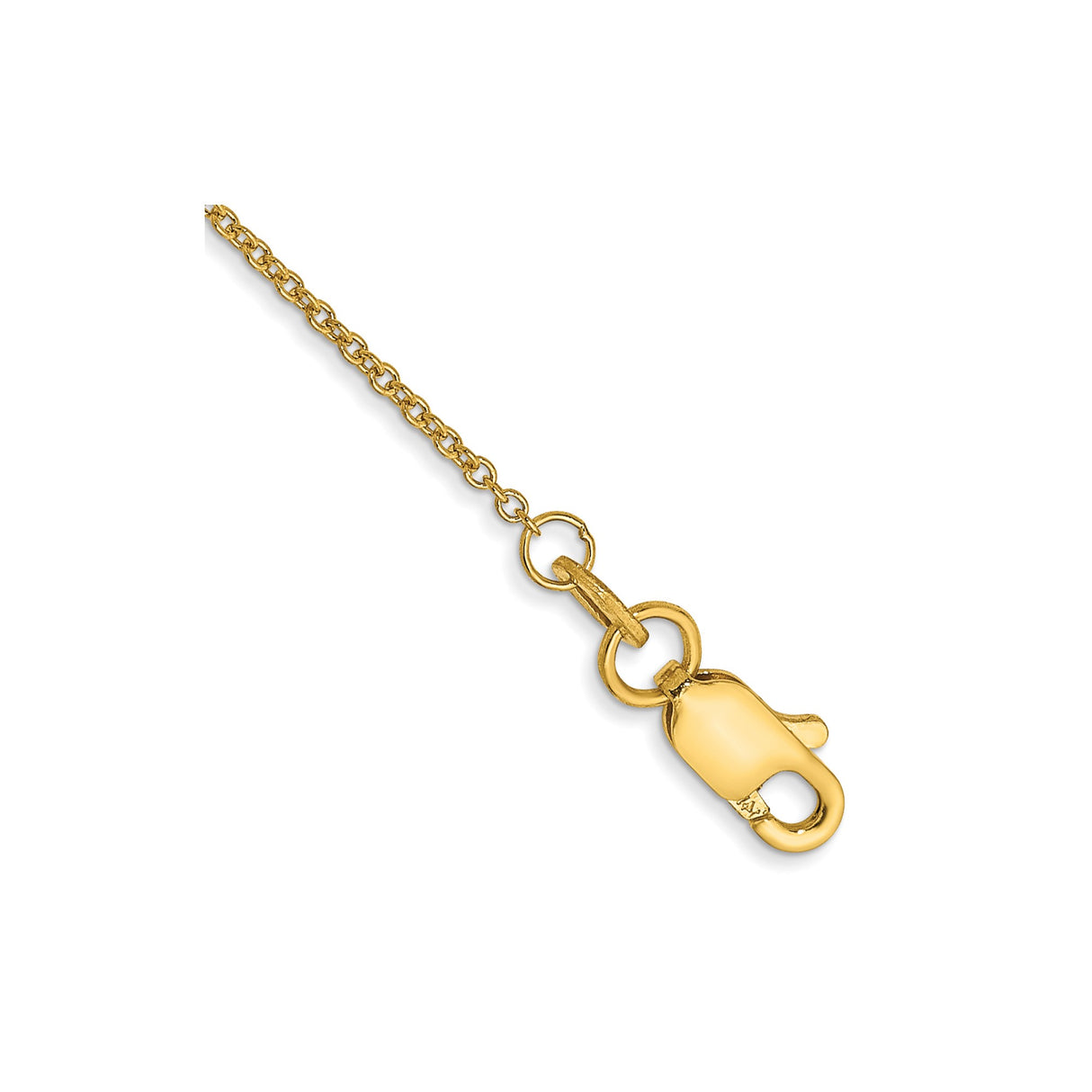 14K Yellow Gold 1 mm Polished Chain Anklet, Solid