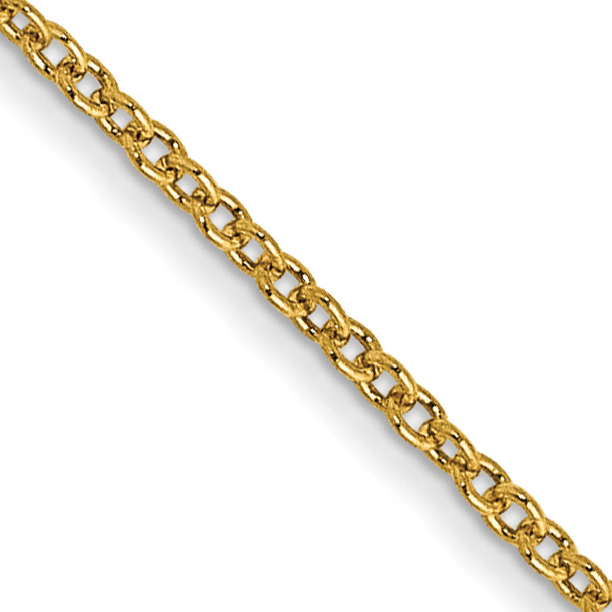 14K Yellow Gold 1 mm Polished Chain Necklace, Solid detail view