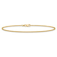 14K Yellow Gold 1.4 mm Polished Chain Anklet, Solid