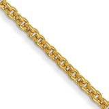 14K Yellow Gold 1.4 mm Polished Chain Necklace, Solid detail view