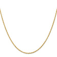14K Yellow Gold 1.3 mm Rope Chain Necklace, Polished
