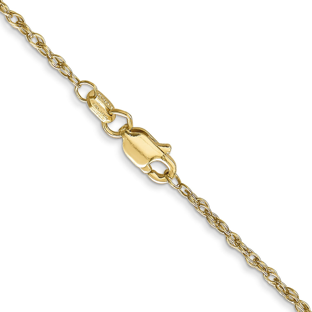 14K Yellow Gold 1.3 mm Rope Chain Necklace, Polished alternate angle