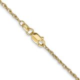14K Yellow Gold 1.3 mm Rope Chain Necklace, Polished alternate angle