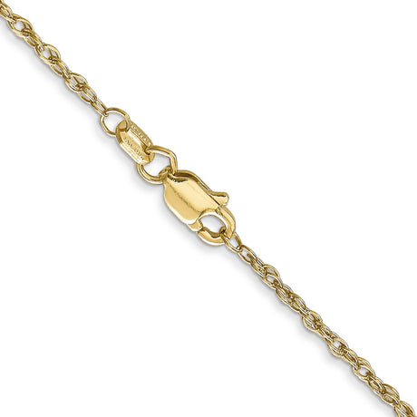 14K Yellow Gold 1.3 mm Rope Chain Necklace, Polished alternate angle