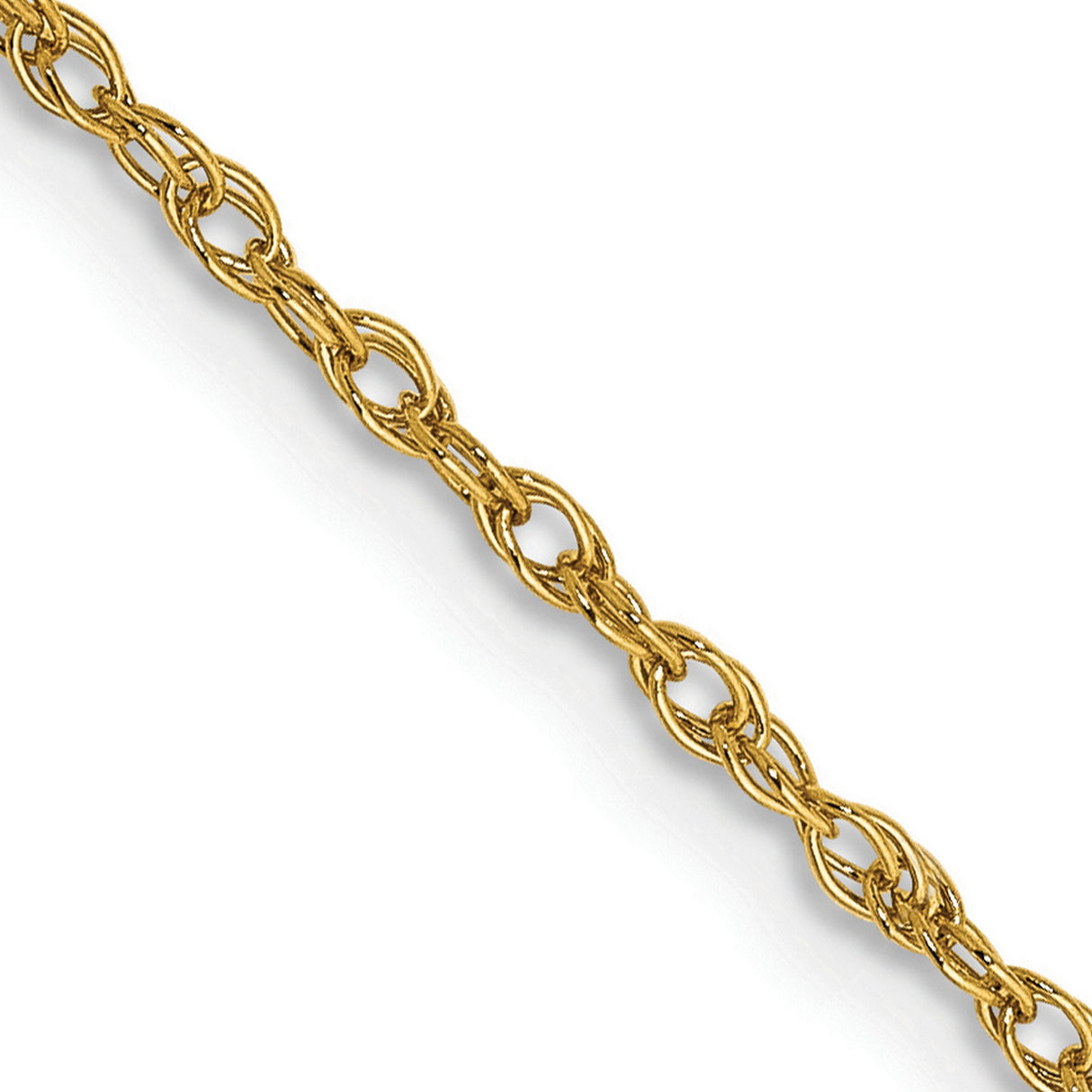 14K Yellow Gold 1.3 mm Rope Chain Necklace, Polished detail view
