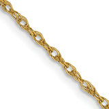 14K Yellow Gold 1.3 mm Rope Chain Necklace, Polished detail view
