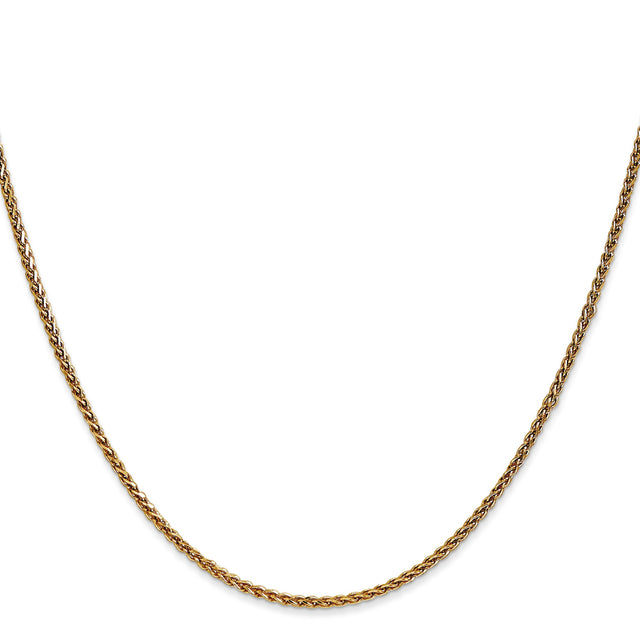 14K Yellow Gold 1.7 mm Polished Chain Necklace, Solid