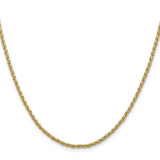 14K Yellow Gold 2.25 mm Polished Chain Necklace, Solid