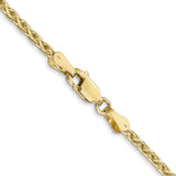 14K Yellow Gold 2.25 mm Polished Chain Necklace, Solid alternate angle