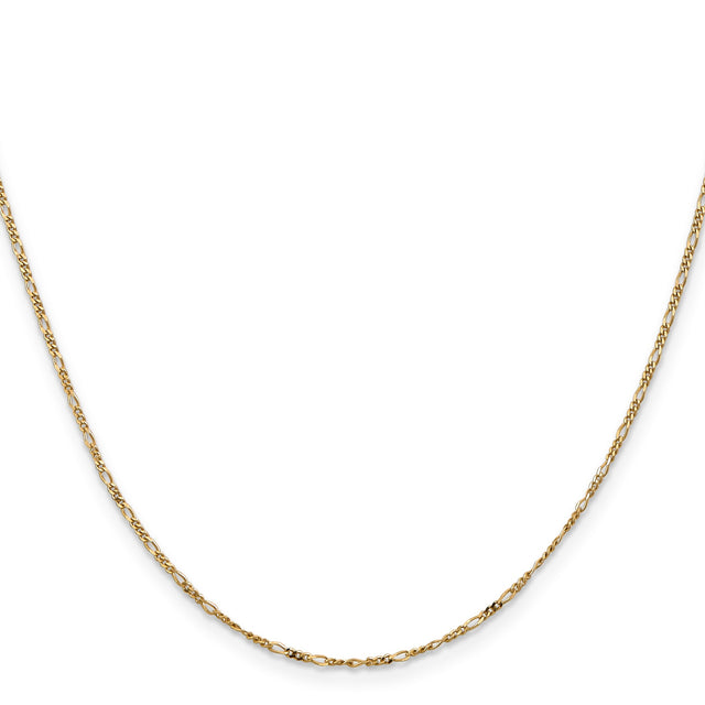 14K Yellow Gold 1.25 mm Figaro Chain Anklet, Polished