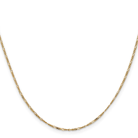 14K Yellow Gold 1.25 mm Figaro Chain Necklace, Polished