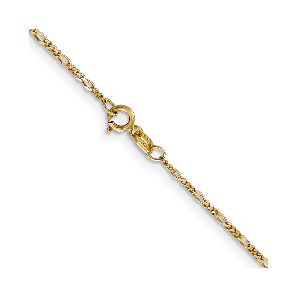 14K Yellow Gold 1.25 mm Figaro Chain Necklace, Polished alternate angle