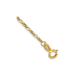 14K Yellow Gold 1.25 mm Figaro Chain Anklet, Polished detail view
