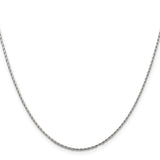 14K White Gold 1.25 mm Polished Chain Necklace, Solid