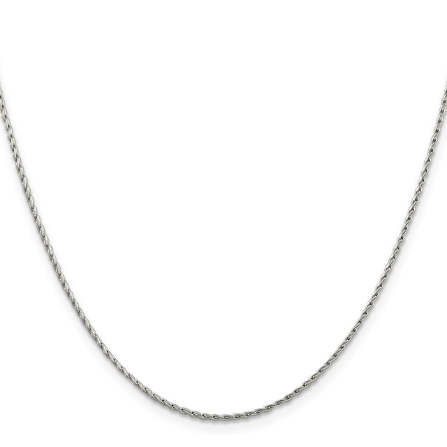 14K White Gold 1.25 mm Polished Chain Necklace, Solid