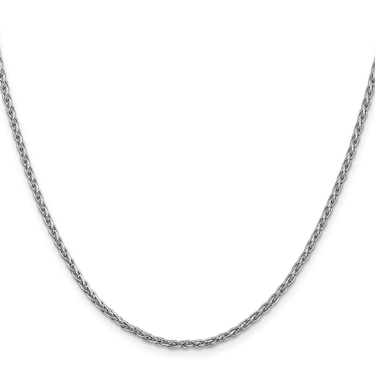 14K White Gold 2.25 mm Polished Chain Necklace, Solid